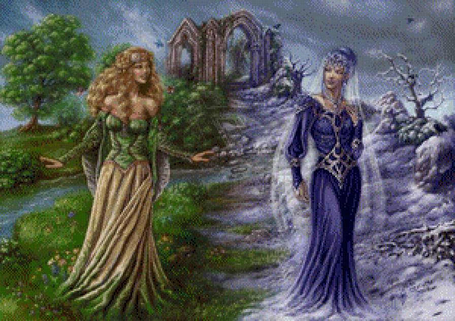 зима-лето - девушки, природа, красота - предпросмотр