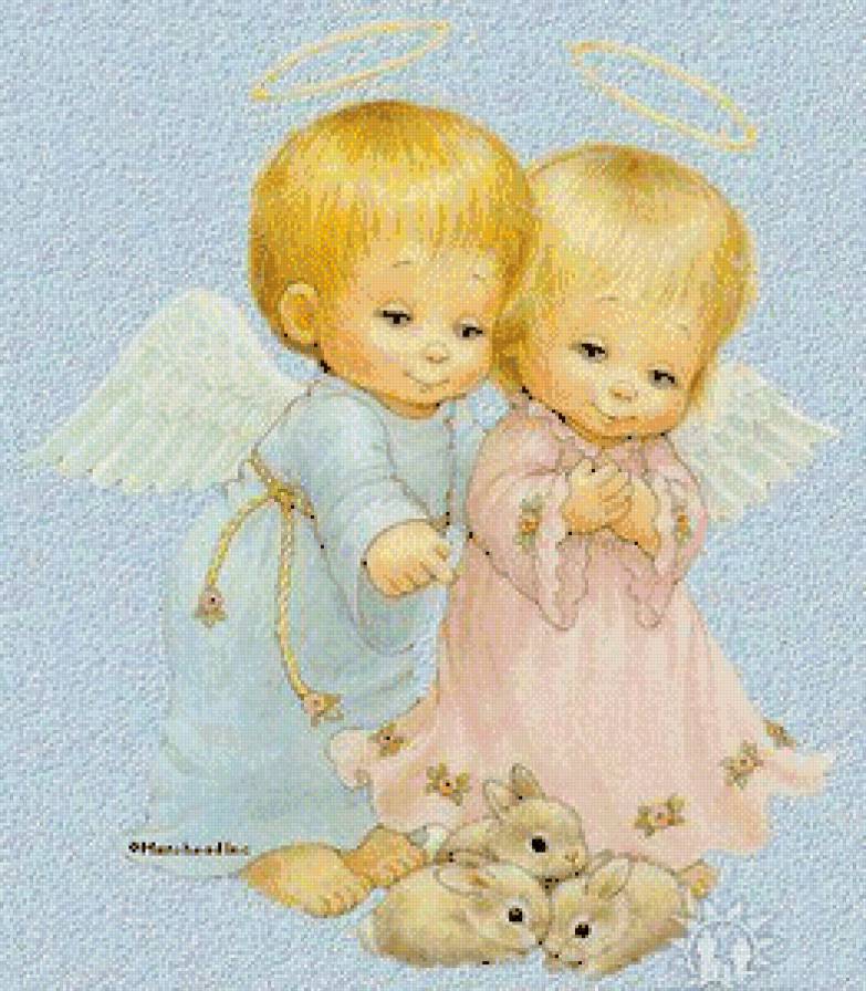 Ангелочки с кроликами - ангелочки - предпросмотр