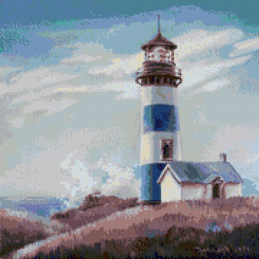 Маяк на лавандовом склоне - природа, утес, пейзаж, море, склон, маяк, лавандовый, сиреневый - предпросмотр