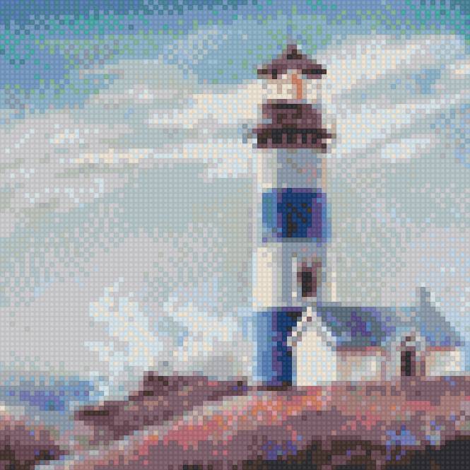 Маяк на лавандовом склоне (2) - склон, сиреневый, природа, лавандовый, пейзаж, утес, маяк, море - предпросмотр