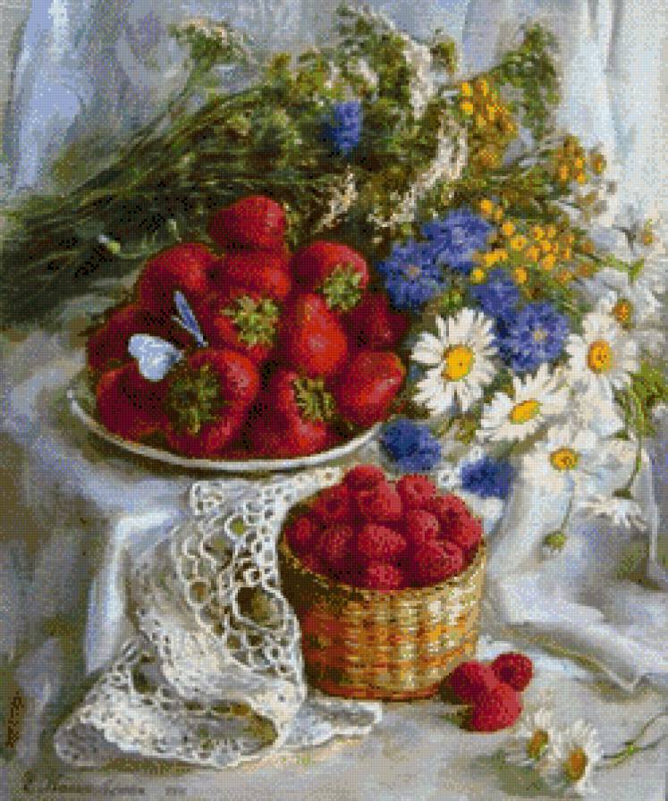 Летнее настроение - клубника, весенний букет, малина - предпросмотр