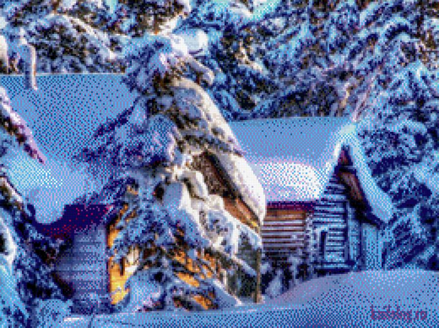 Зима - домик, зима, ели - предпросмотр