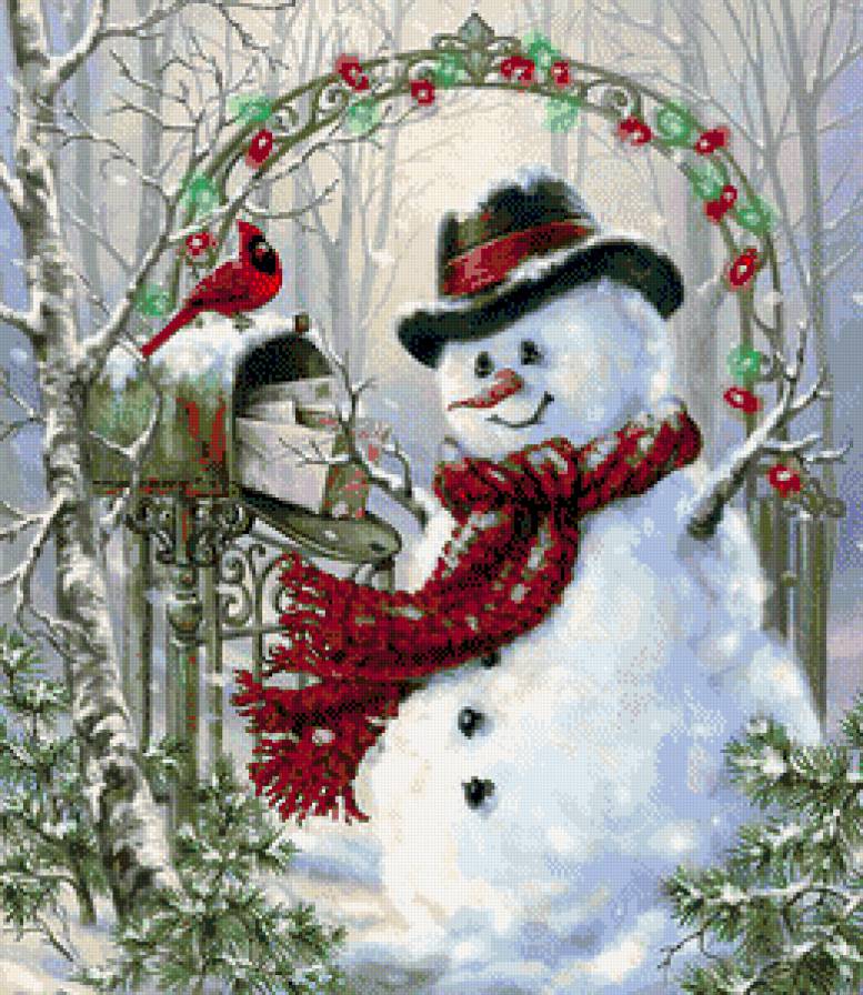 снеговик - снег, письма, почта - предпросмотр