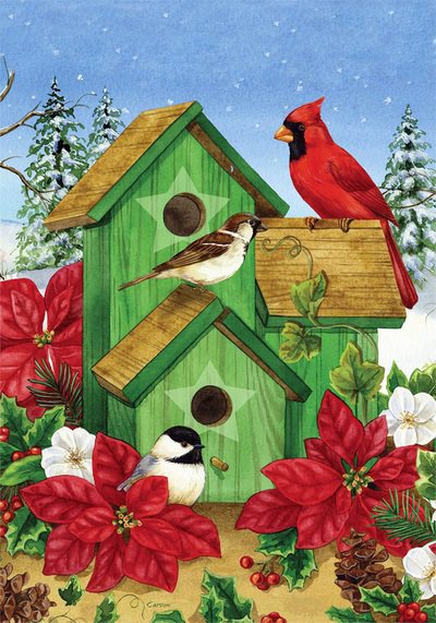 птички - скворечники, птички, цветочки - оригинал