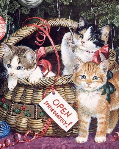 веселая компания - елка, праздник, котики - оригинал