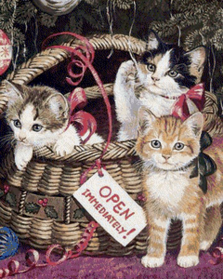 веселая компания - котики, праздник, елка - предпросмотр