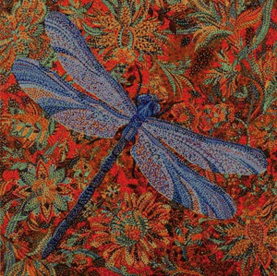 Подушка. Стрекоза в узорах. - подушка, стрекоза, узоры - предпросмотр