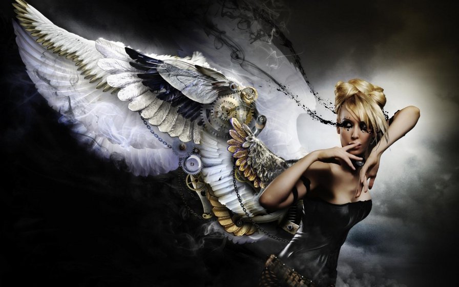 ангел стимпанк - ангел, механизмы, девушка, стимпанк, крылья - оригинал