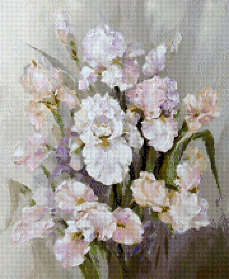 Белые ирисы - ирисы, цветы, букет - предпросмотр