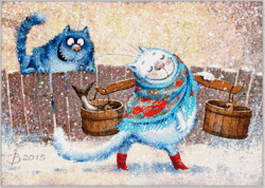 Милая моя - парочка, юмор, коты, зима - предпросмотр