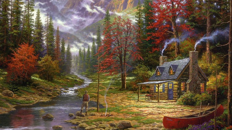 Дом - дом, река, осень - оригинал