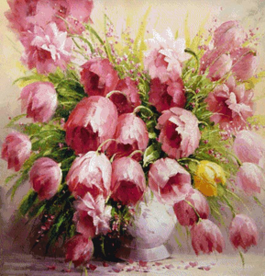 тюльпаны в вазе - тюльпаны, цветы, ваза - предпросмотр