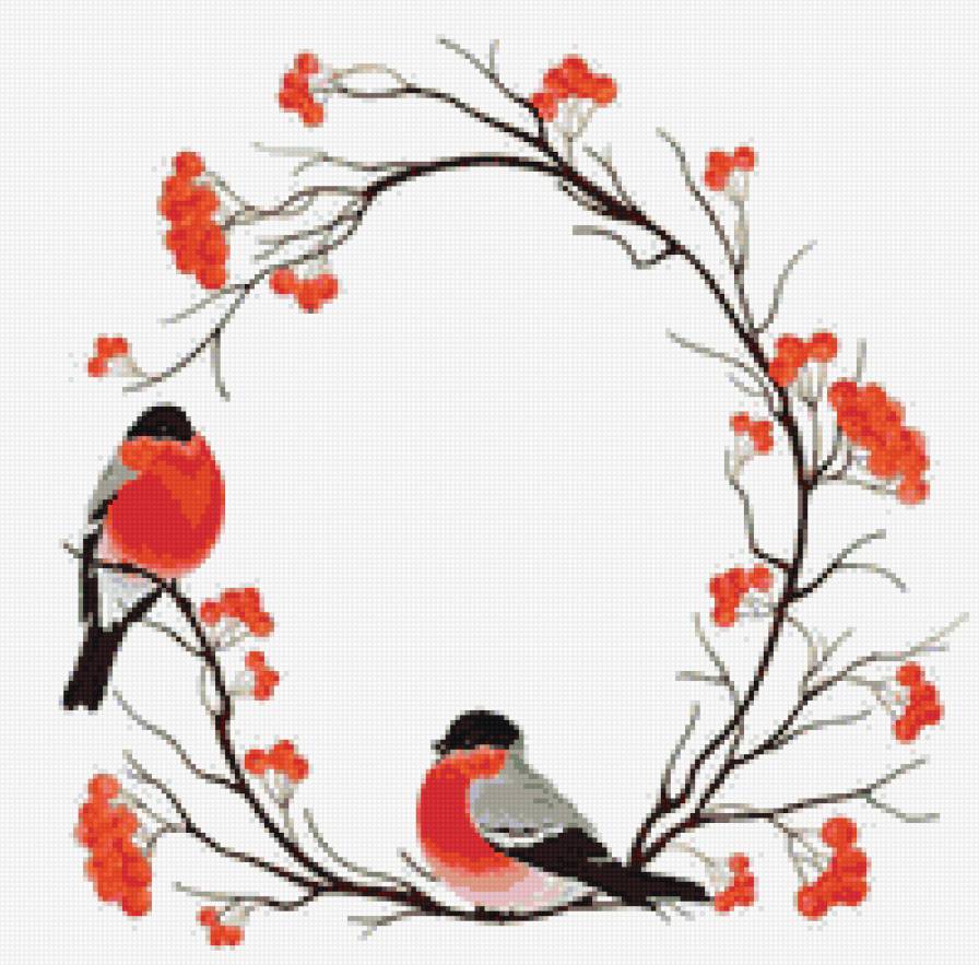 Снегирь - зима птички - предпросмотр