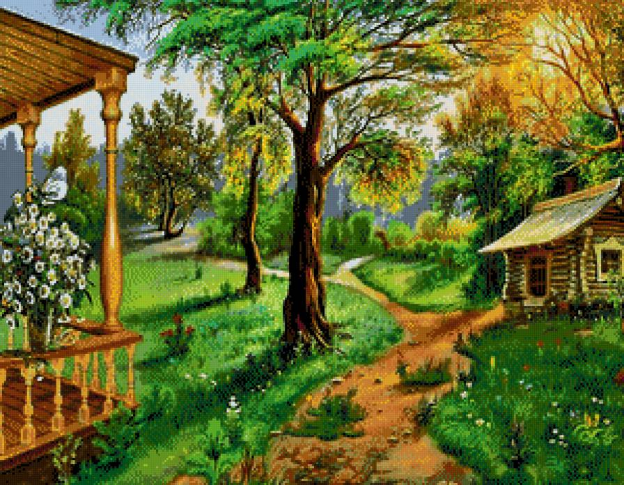 дачный поселок в лесу - тропинки, деревья, домики, лес - предпросмотр