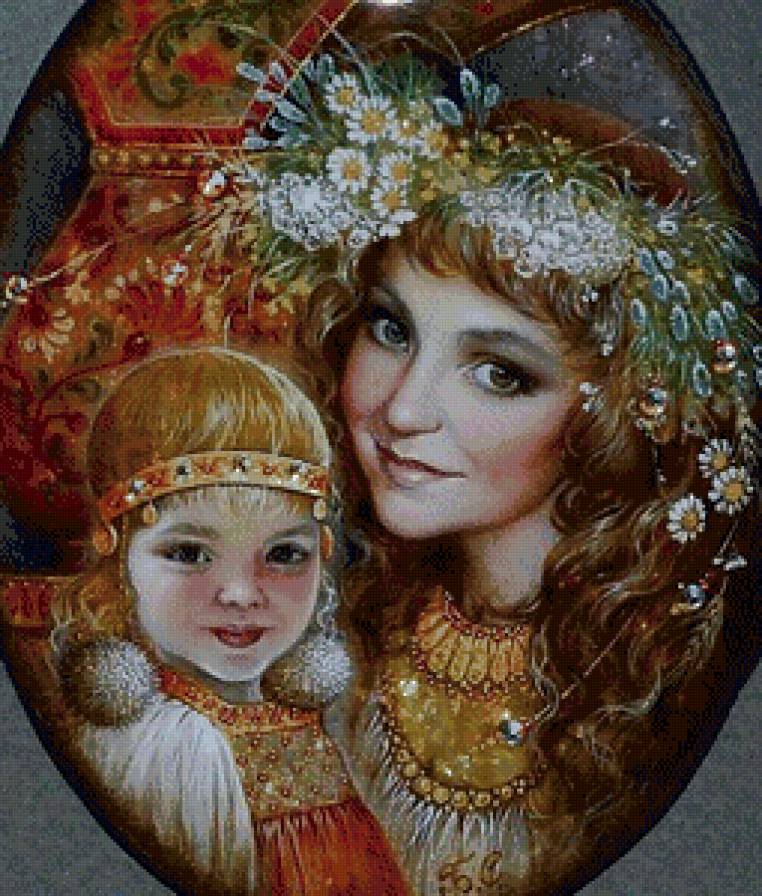 Красавицы - лаковая миниатюра, акварель, живопись - предпросмотр