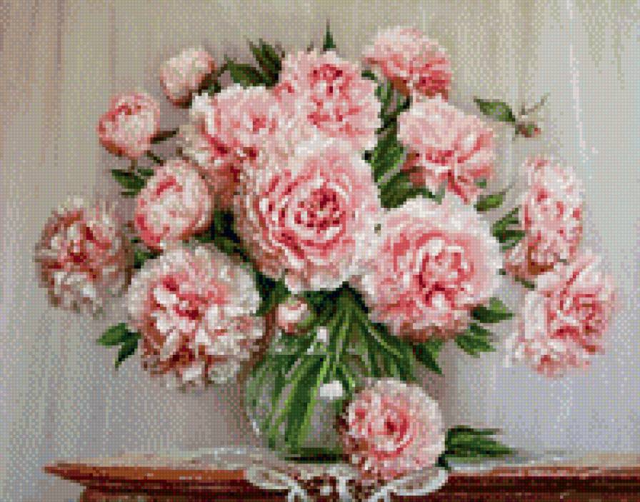 Пионы в вазе-2 - натюрморт, цветы, пионы - предпросмотр