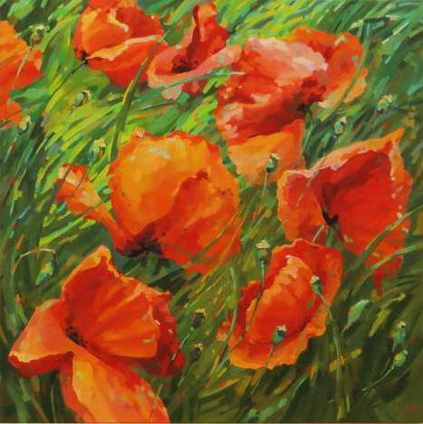 диптих Ветер_худ. В.Чижовой_Правая часть - диптих, картины художников, маки - оригинал