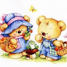 Схема вышивки «мишки и лето»