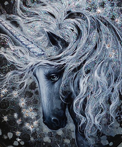 Единорог - лаковая миниатюра, акварель, живопись - оригинал