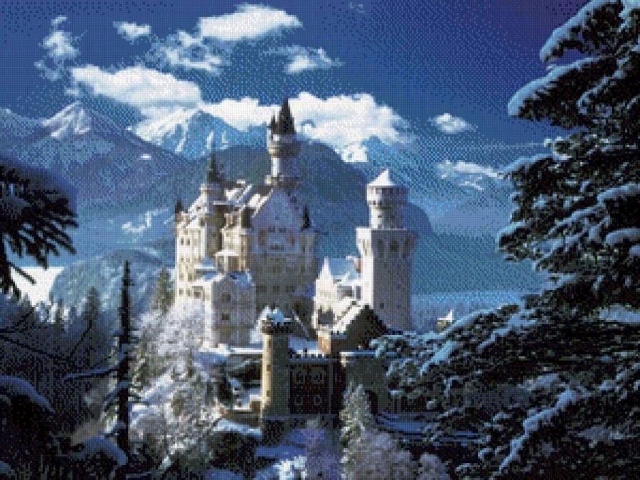Замок в горах - замок, зима - предпросмотр