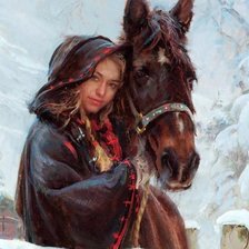 Оригинал схемы вышивки «Девушка с лошадью» (№1104844)