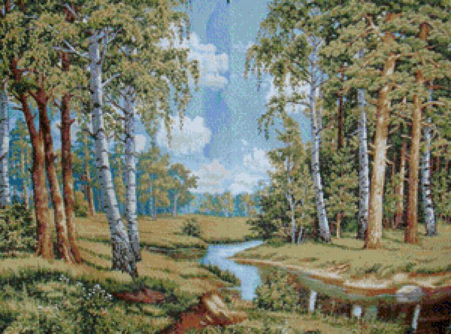 пейзаж - река, лес, природа красивая - предпросмотр