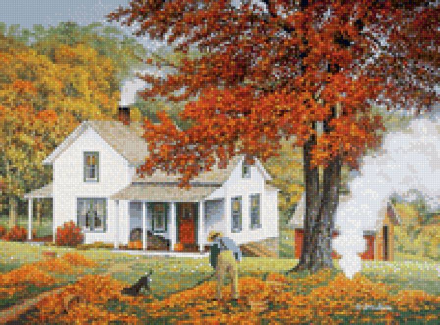 осень - осень, деревня, пейзаж - предпросмотр