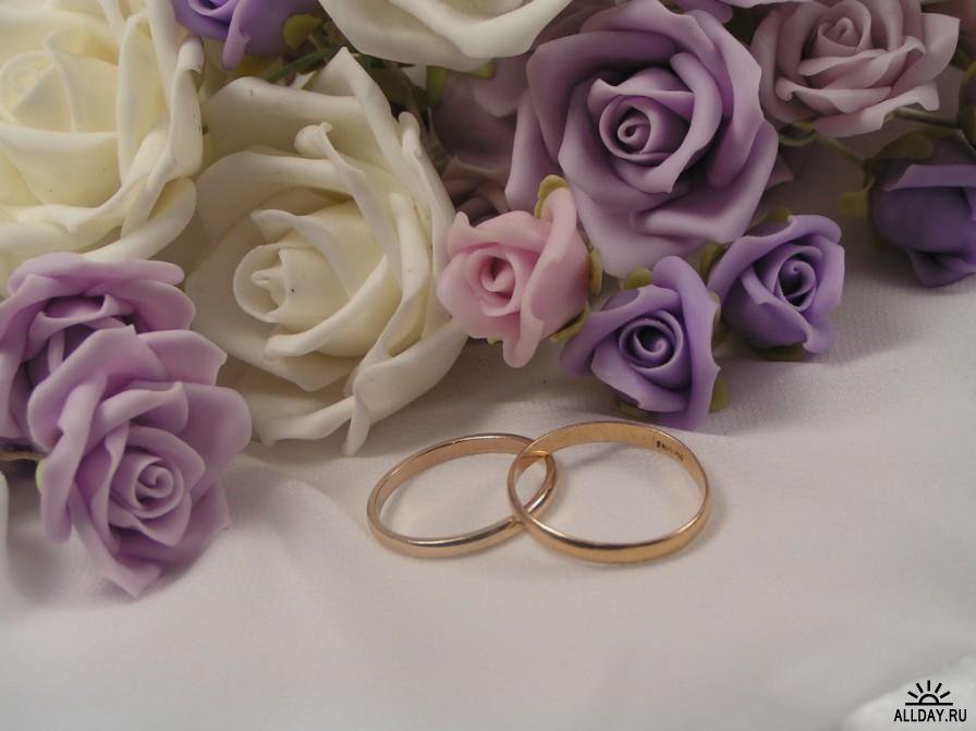 кольца - свадьба, цветы, кольца, бракосочетание - оригинал