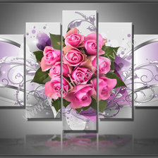 Схема вышивки «букет роз-триптих»