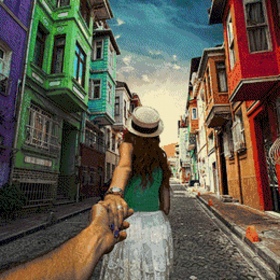 следуй за мной - рука, пара, город - предпросмотр