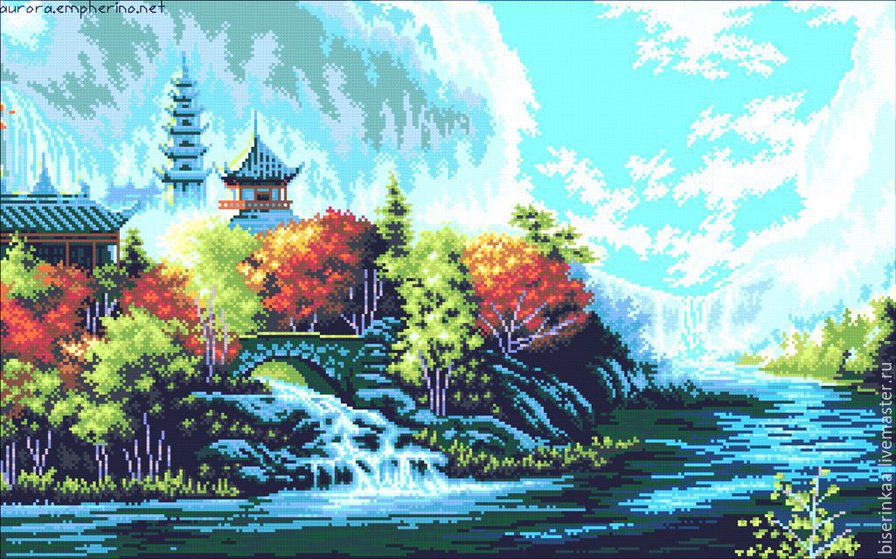 гора водопад - пейзаж - оригинал