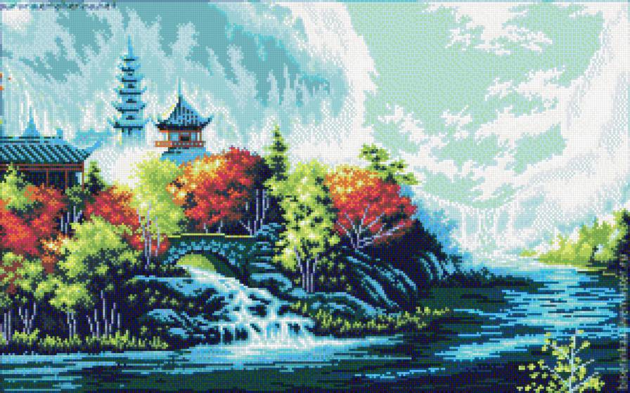 гора водопад - пейзаж - предпросмотр