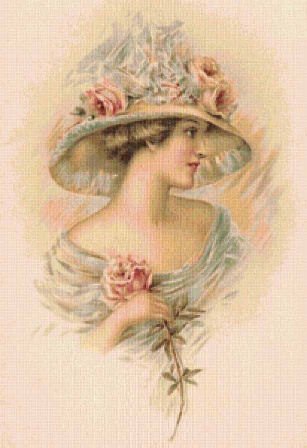 Дама Ретро - девушка, дама, ретро, леди, картина, живопись - предпросмотр