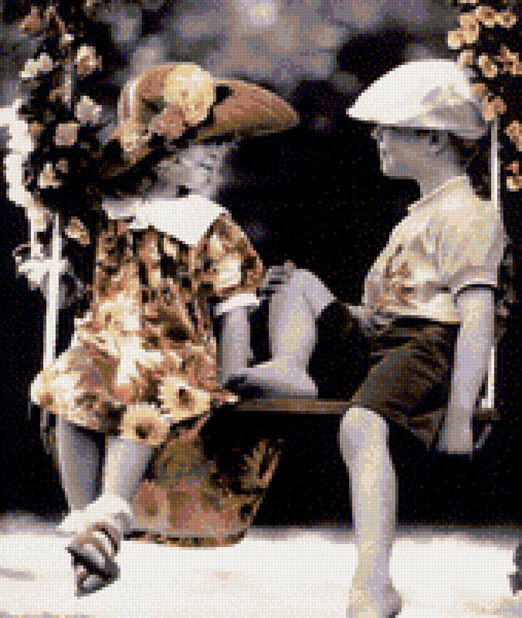 На качелях - дети - предпросмотр