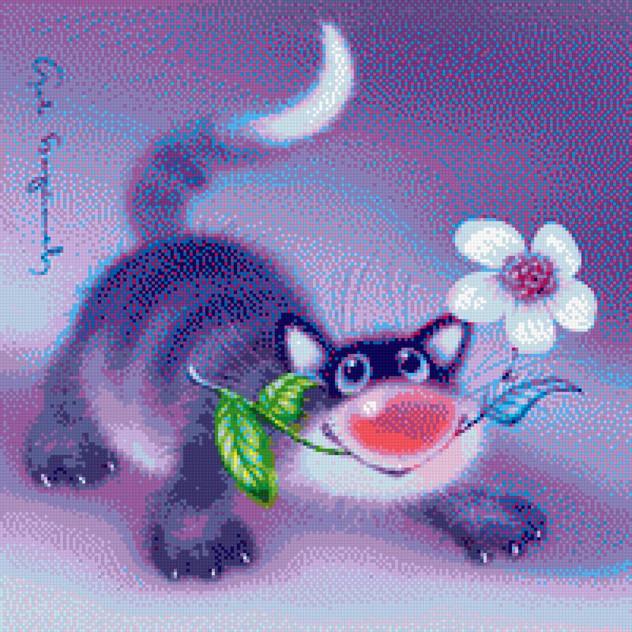 Кот с цветком - кот - предпросмотр