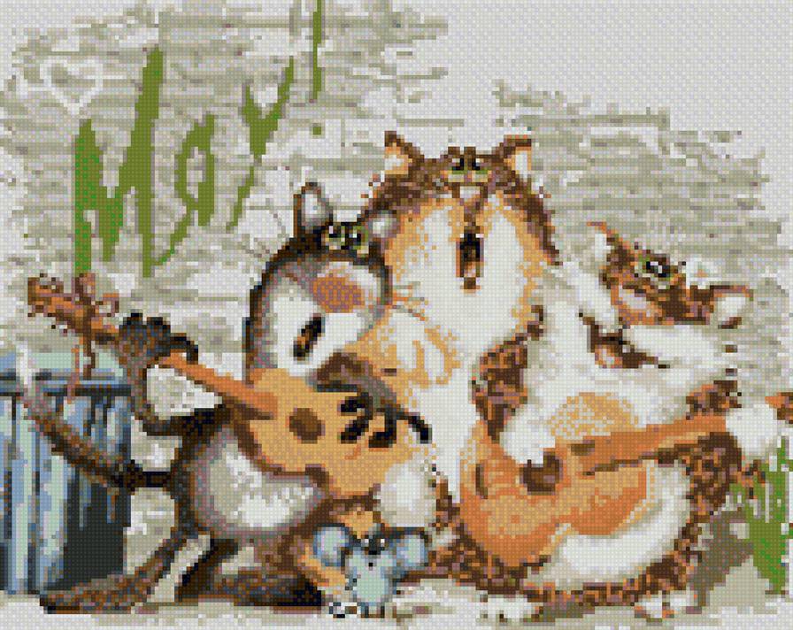 Трио плюс мышка - кот, мышь - предпросмотр