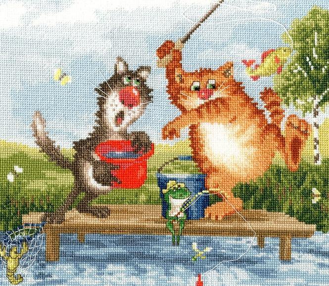 Золотая рыбка - мышка, рыбалка, коты, кот - оригинал