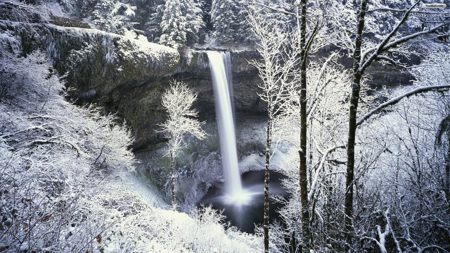Зимний водопад - зима, водопад, природа - оригинал
