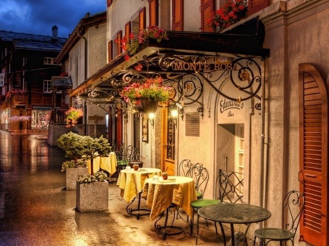 Швейцария - улица, швейцария, кафе - оригинал