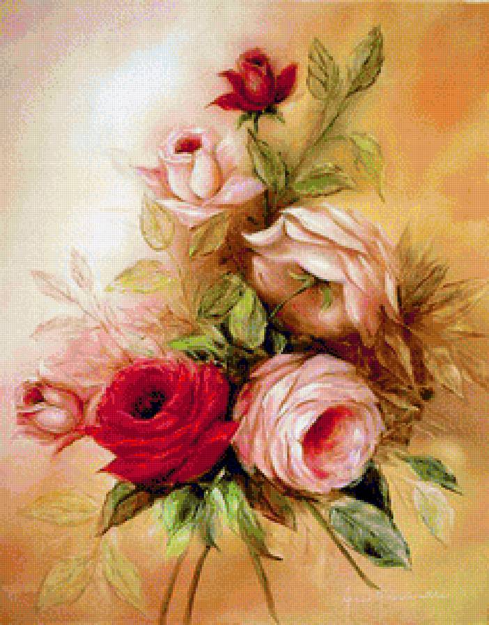 Акварельные розы - акварель, розы, цветы - предпросмотр