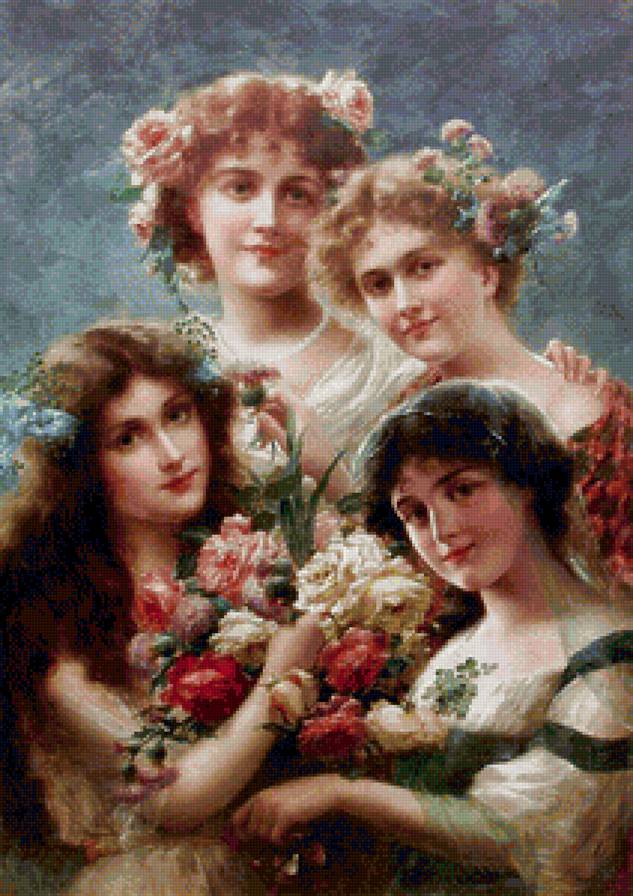 Девушки с букетом - предпросмотр