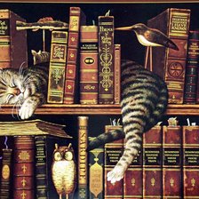 Схема вышивки «Коты и библиотека-1 (в)»