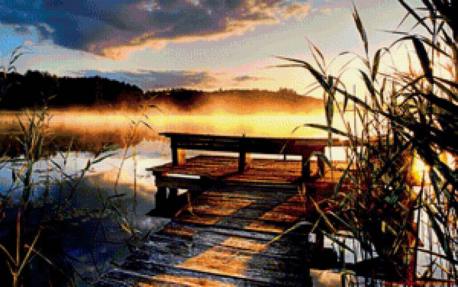 Закат на берегу озера - природа, пейзаж, закат, солнце, россия - предпросмотр