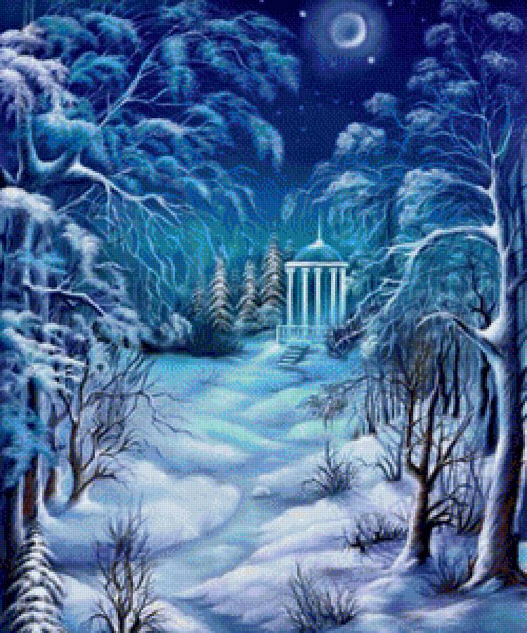 часовня в лесу - зима, снег, лес, елки - предпросмотр