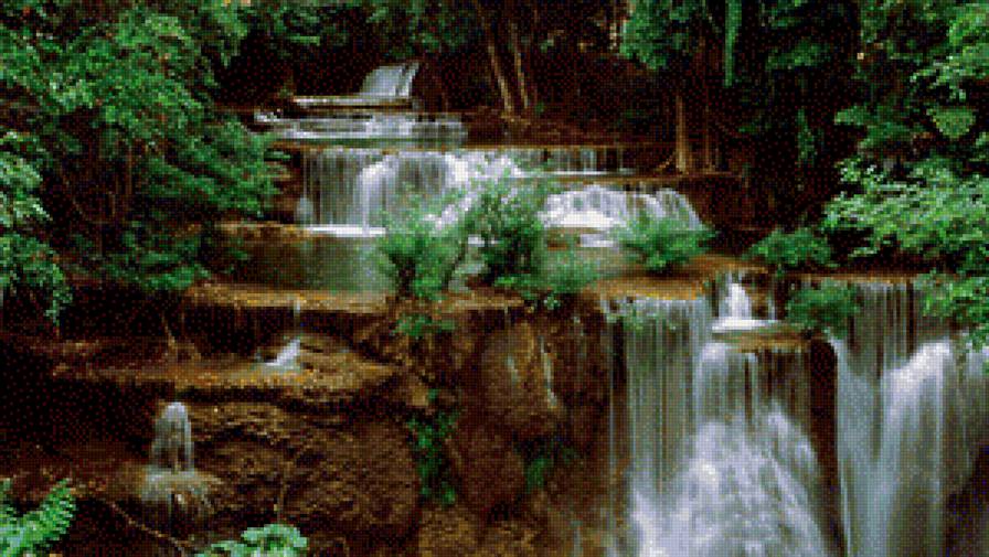 Волшебный водопад - вода, водопад, лес, камни - предпросмотр