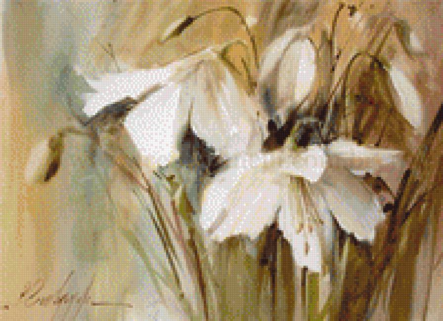 акварель Фабио Сембранелли цветы - акварель, картина, цветы - предпросмотр