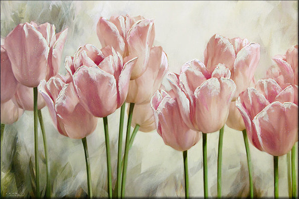 розовые тюльпаны - картина, тюльпаны - оригинал