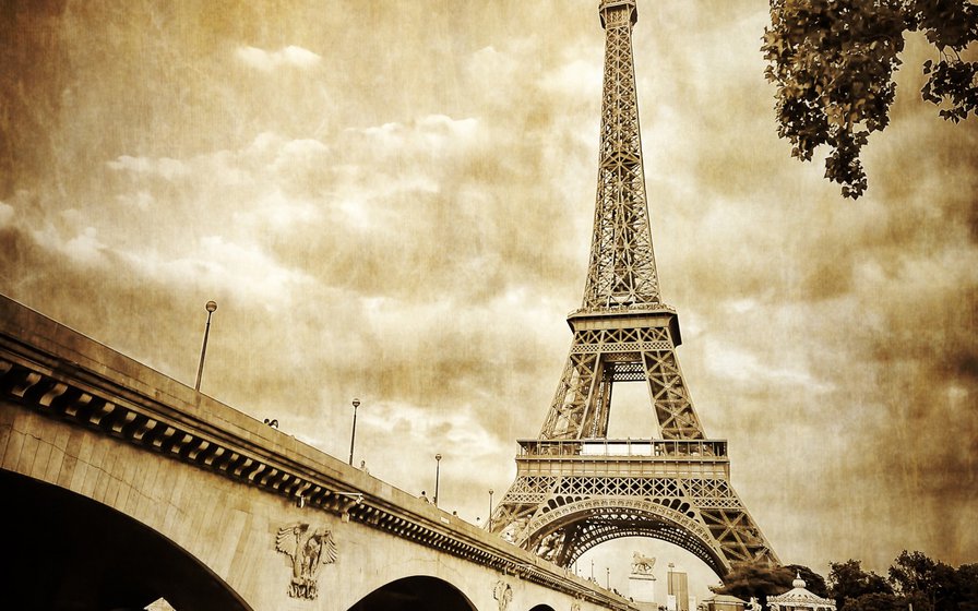 Эйфелева башня - франция, сепия, эйфелева башня, париж - оригинал
