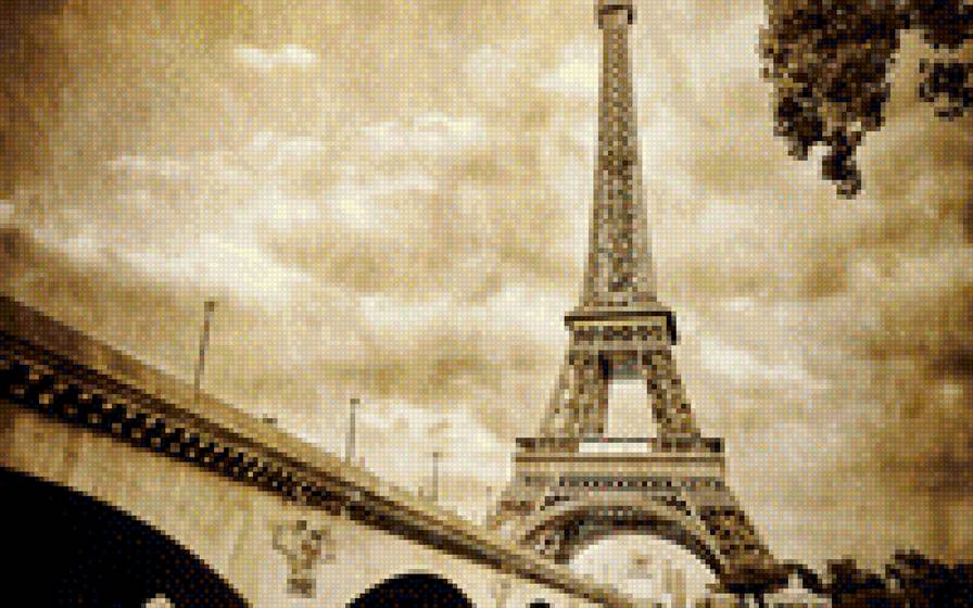 Эйфелева башня - сепия, париж, франция, эйфелева башня - предпросмотр