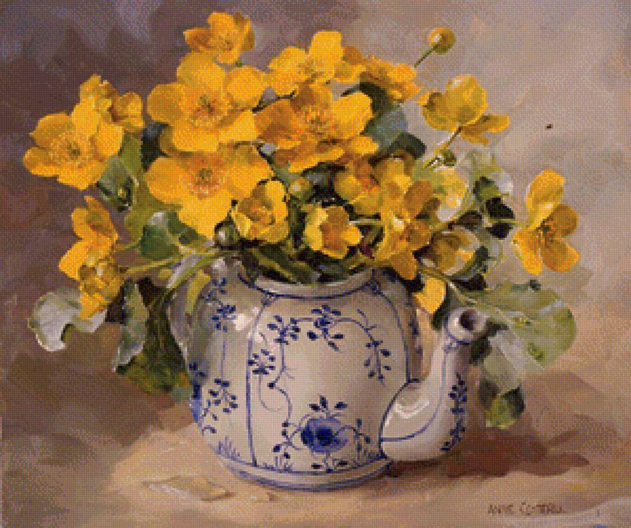 Жёлтые цветы Анны Коттеррил - цветы, букет, кувшин - предпросмотр